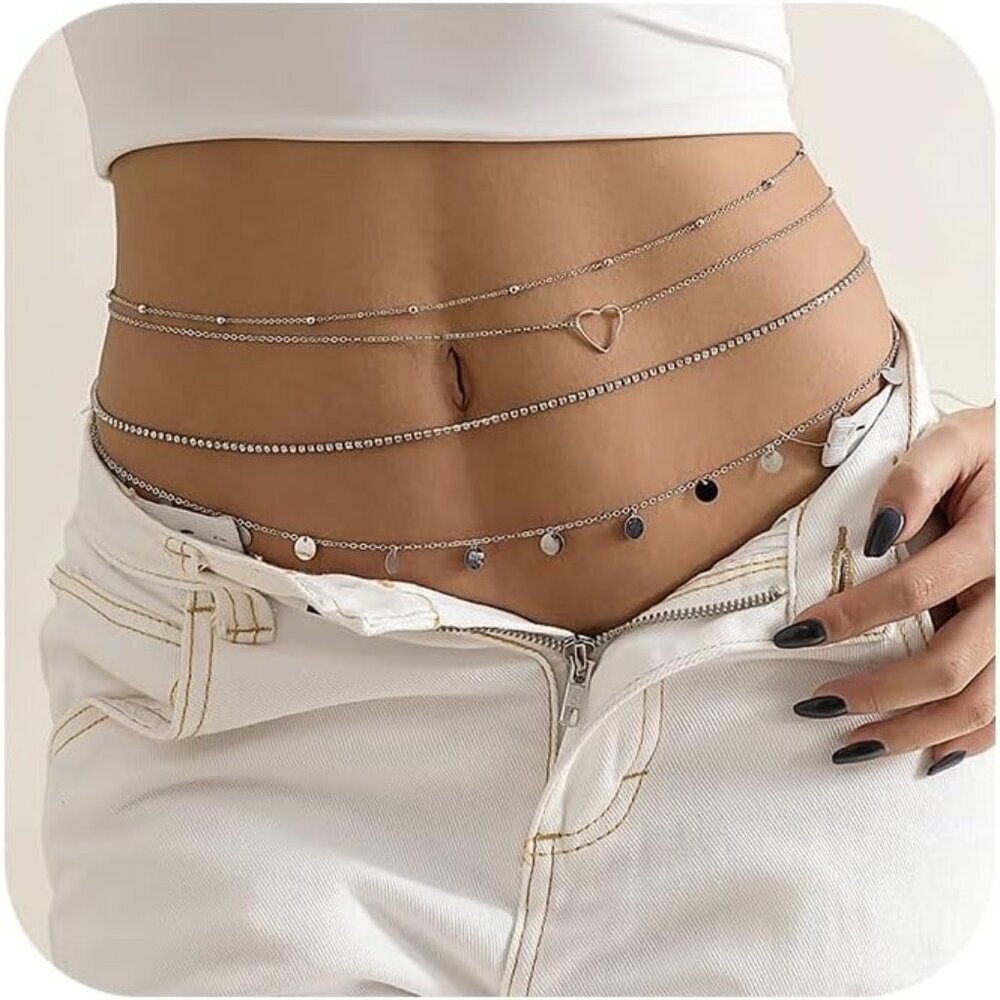 Women C2 Waist Chain Rhinestone Silver Bra Lingerie Bikini Top Lingerie Chain